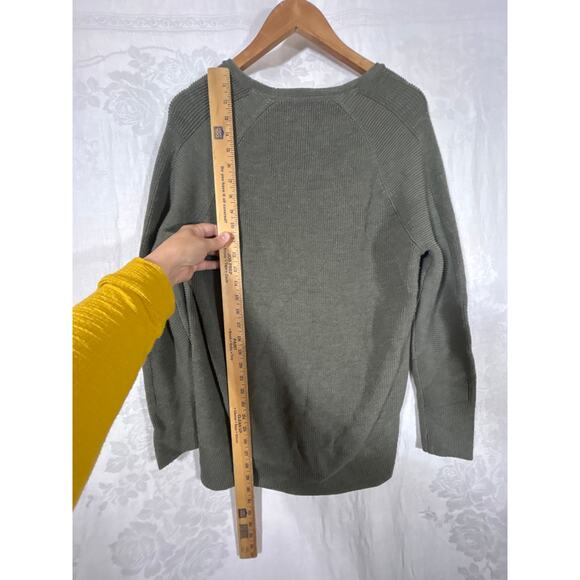 Athleta Sweater Small Olive Green Ribbed V Neck Long - Picture 9 of 9